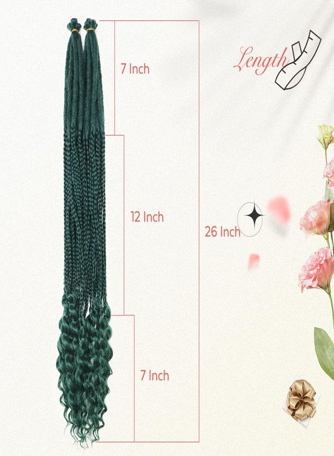LADY MIRANDA 26 Inch Dreadlock Extensions 20 Strands SE Dreads Extensions Special Designs in 1 Dreadlocks Mixed Dread Braid and Curls Synthetic Dreadlock Extensions (Navy Emerald) - Image 5